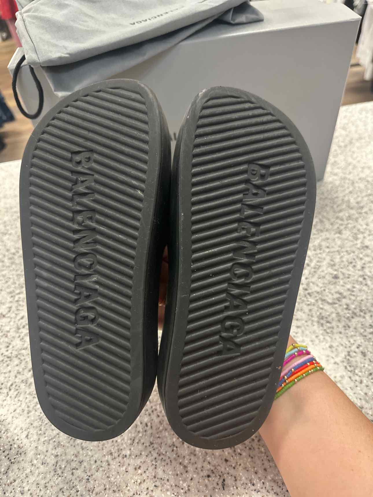 Balenciaga Size 7B Black Chunky Rubber Slide Waterproof Sandals