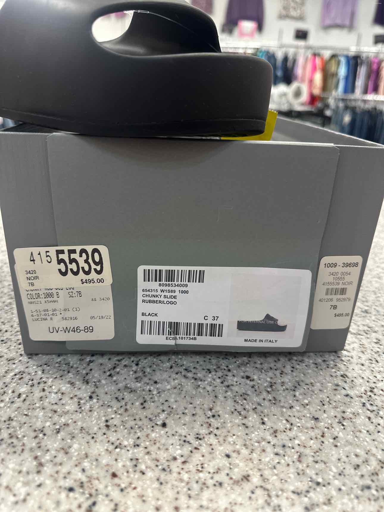 Balenciaga Size 7B Black Chunky Rubber Slide Waterproof Sandals