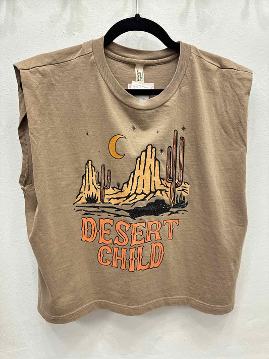 Blakeley "Desert Child" Graphic Muscle Tee Size Large Brown Top