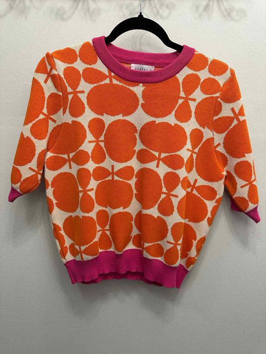 Compania Fantastica Cropped Tulip Sweater Size Large Orange/Pink Top