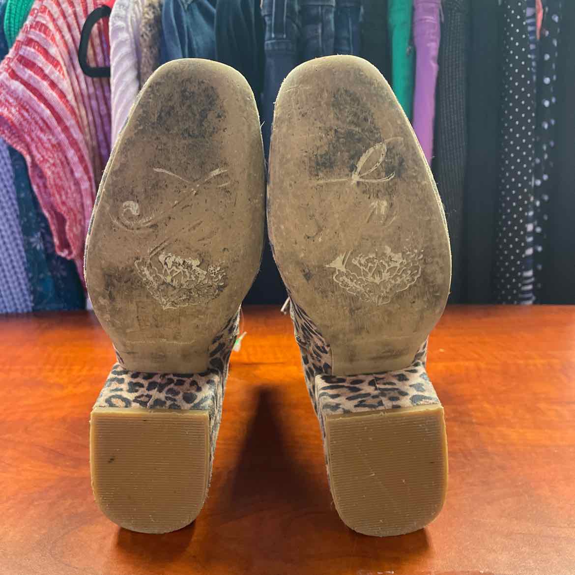 Free People Nicola Leopard Print Suede Ankle Boots Size 37