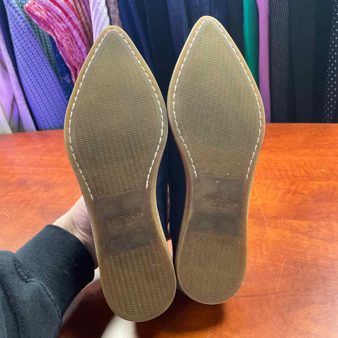 Sperry Saybrook Painted Tassel Loafers Navy Blue Suede Size 6