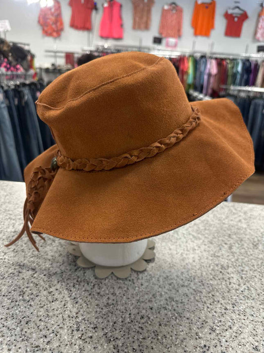 Floppy Suede Leather One Size Caramel Hat