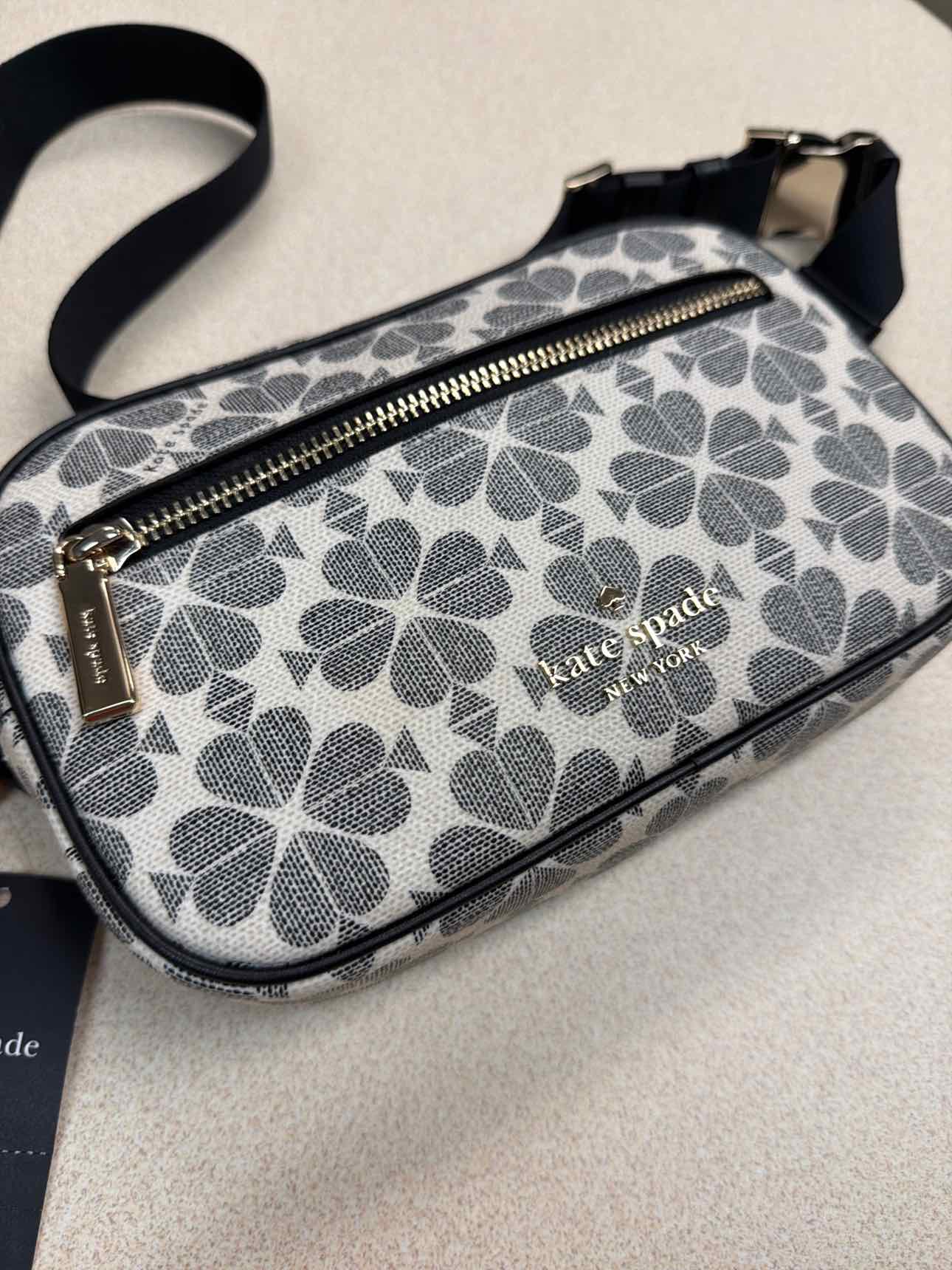 Kate Spade NEW Signature Spade Flower PVC Canvas Belt Bag White Black Handbags