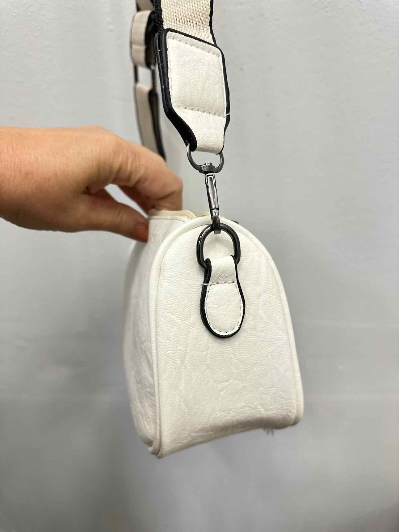 Vegan Leather Fringe Cross Body Bag With Canvas Strap Stud Details Handbags