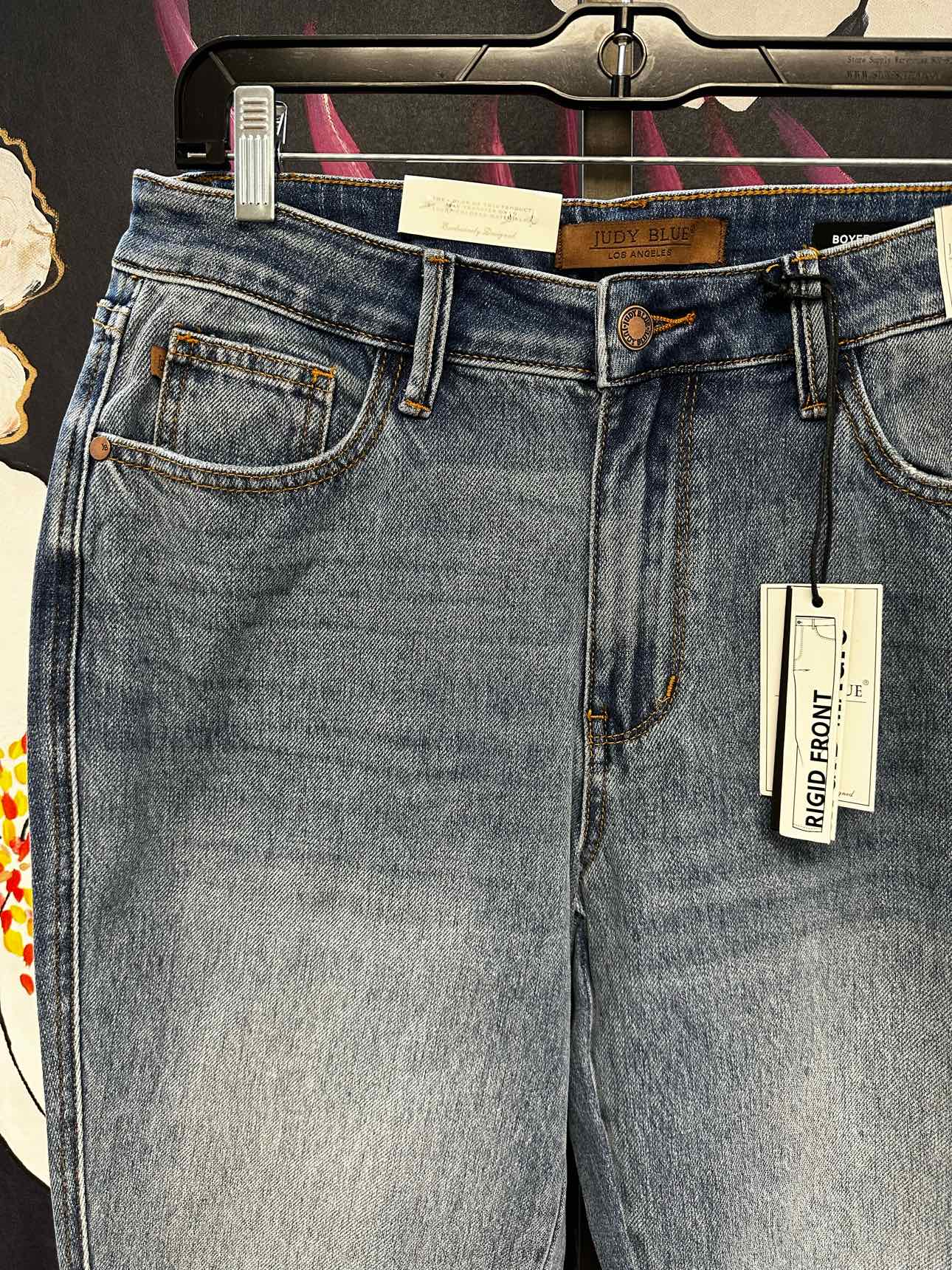 Judy Blue Mid Rise Rigid Magic Release Hem Boyfriend Denim Jeans (JB88818)