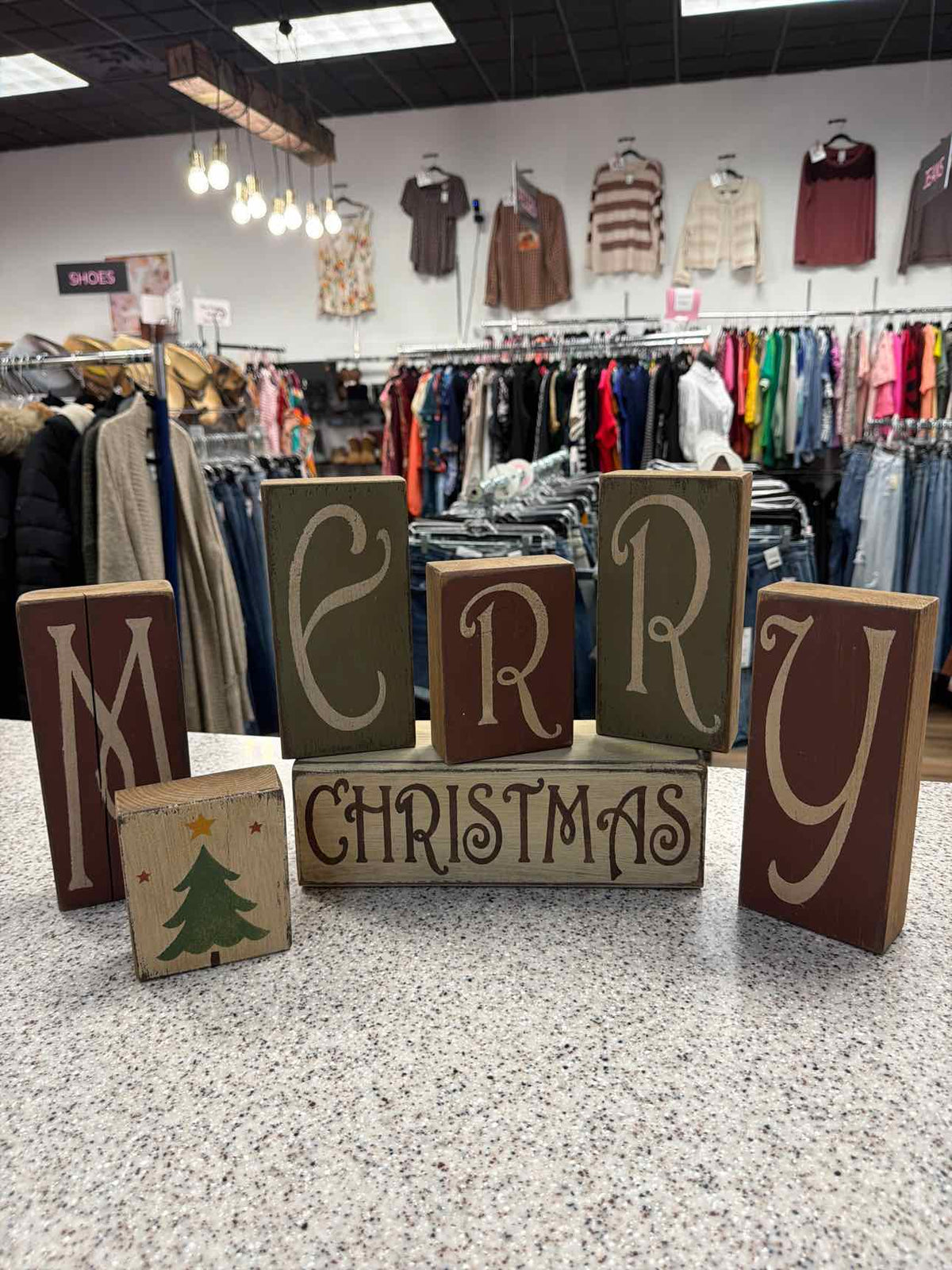 Happy Thanksgiving / Christmas Double Sided Primitive Wood Blocks Household
