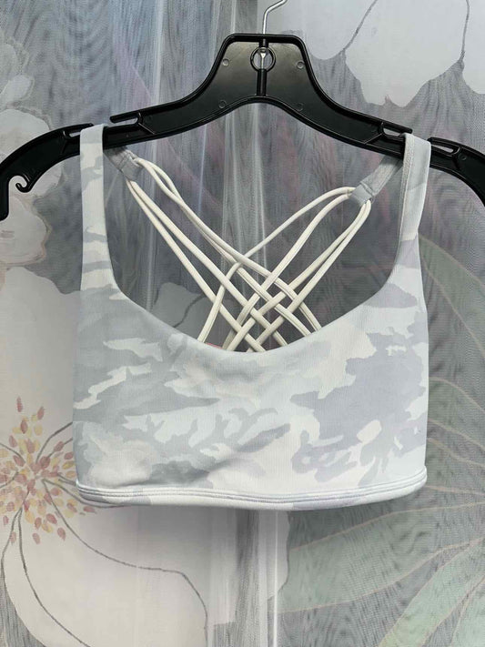 Lululemon Energy Camo Criss Cross Racerback Sports Bra Size 8 Grey