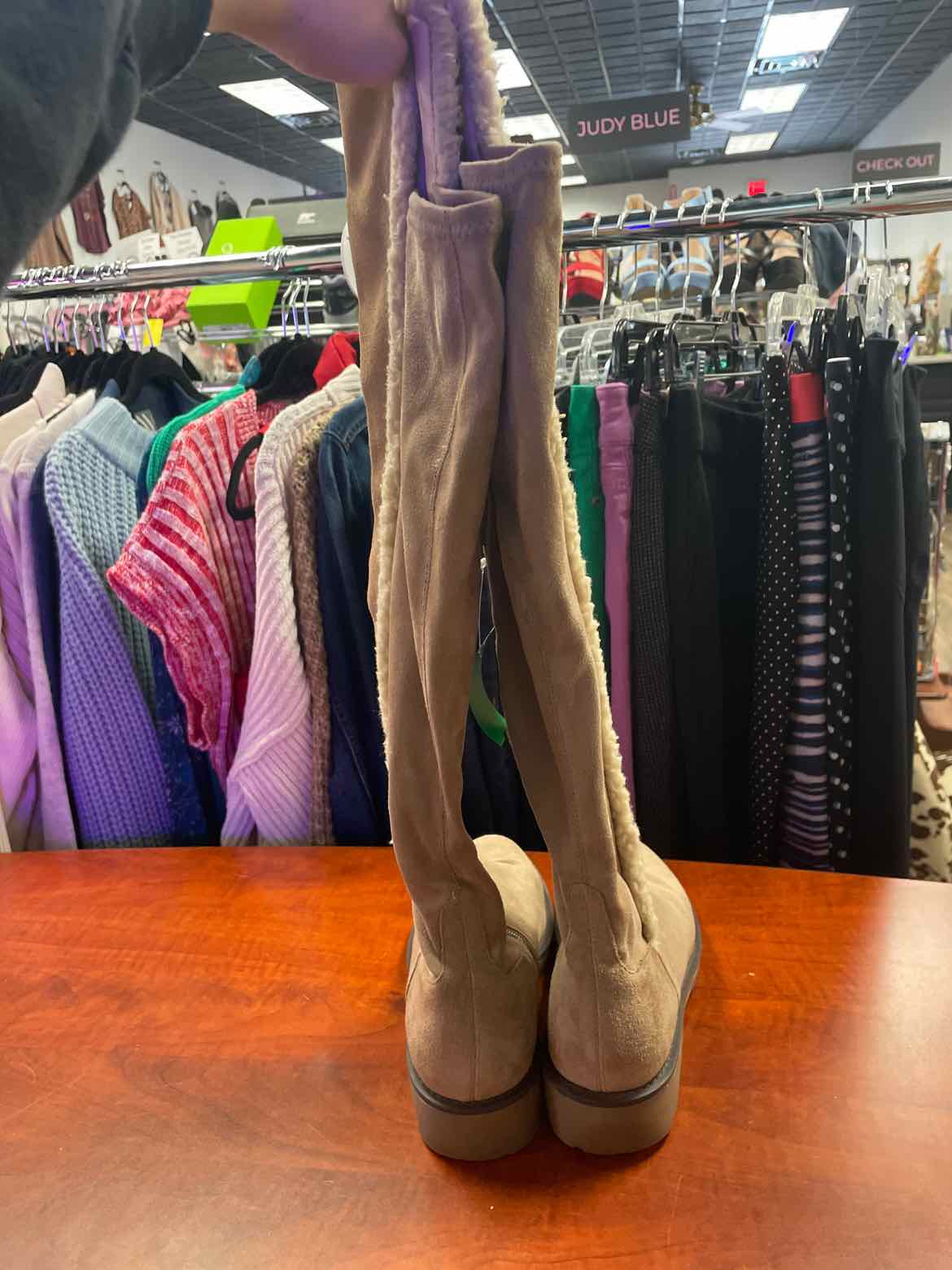 Sole Society Juno Over-the-Knee Suede Taupe Boots Size 9