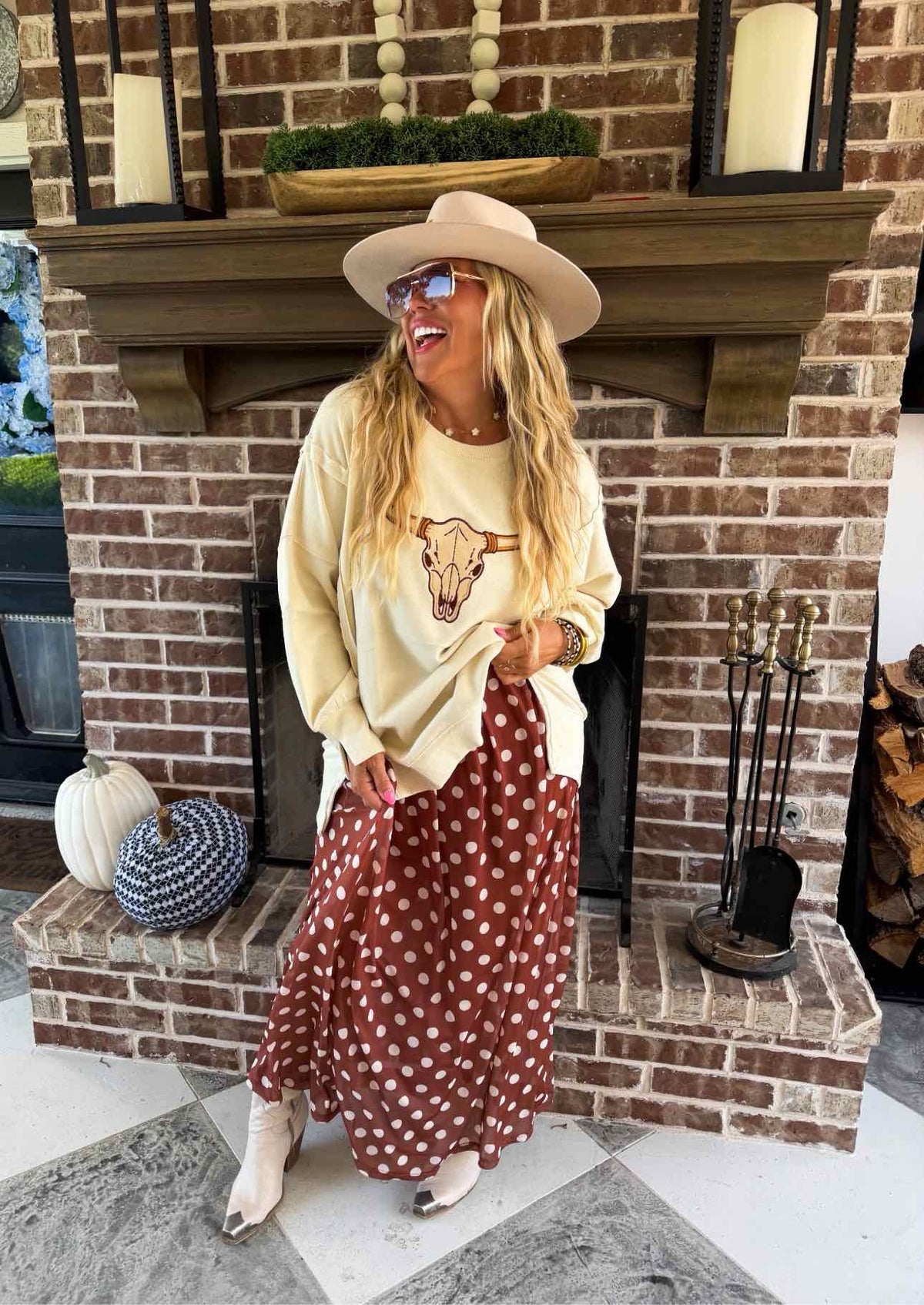 Countryside Print Mesh Dress Long Sleeve Maxi