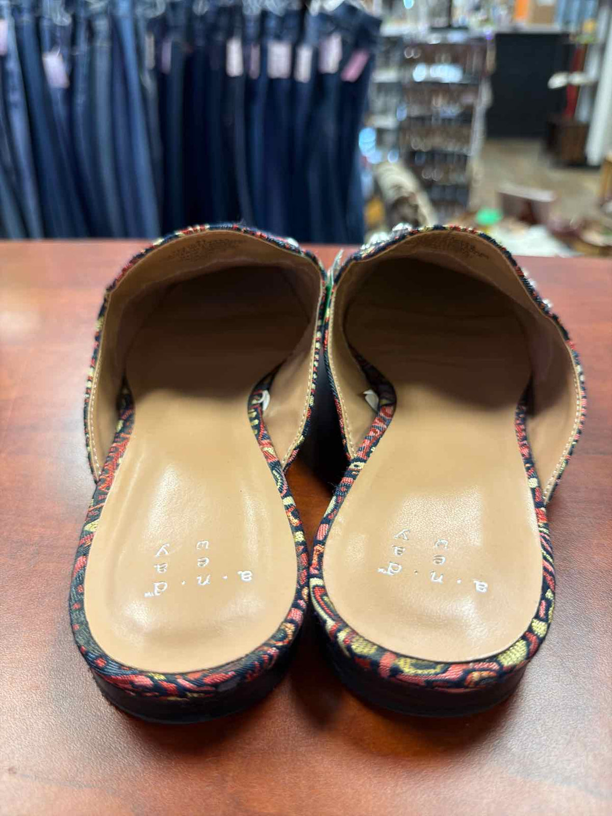 A New Day Embellished Brocade Mule Loafers Size 9 1/2