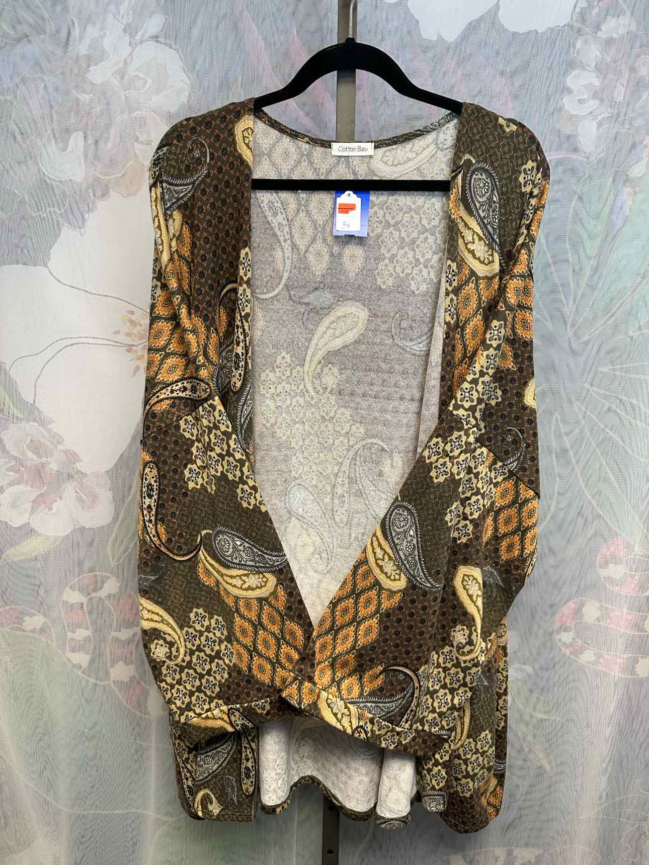 Cotton Bleu Size 3X Brown Cardigan