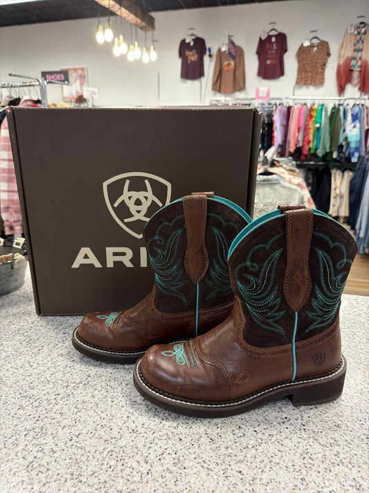 Ariat Women's Fatbaby Heritage Dapper Western Brown Leather Boots Size 7 1/2