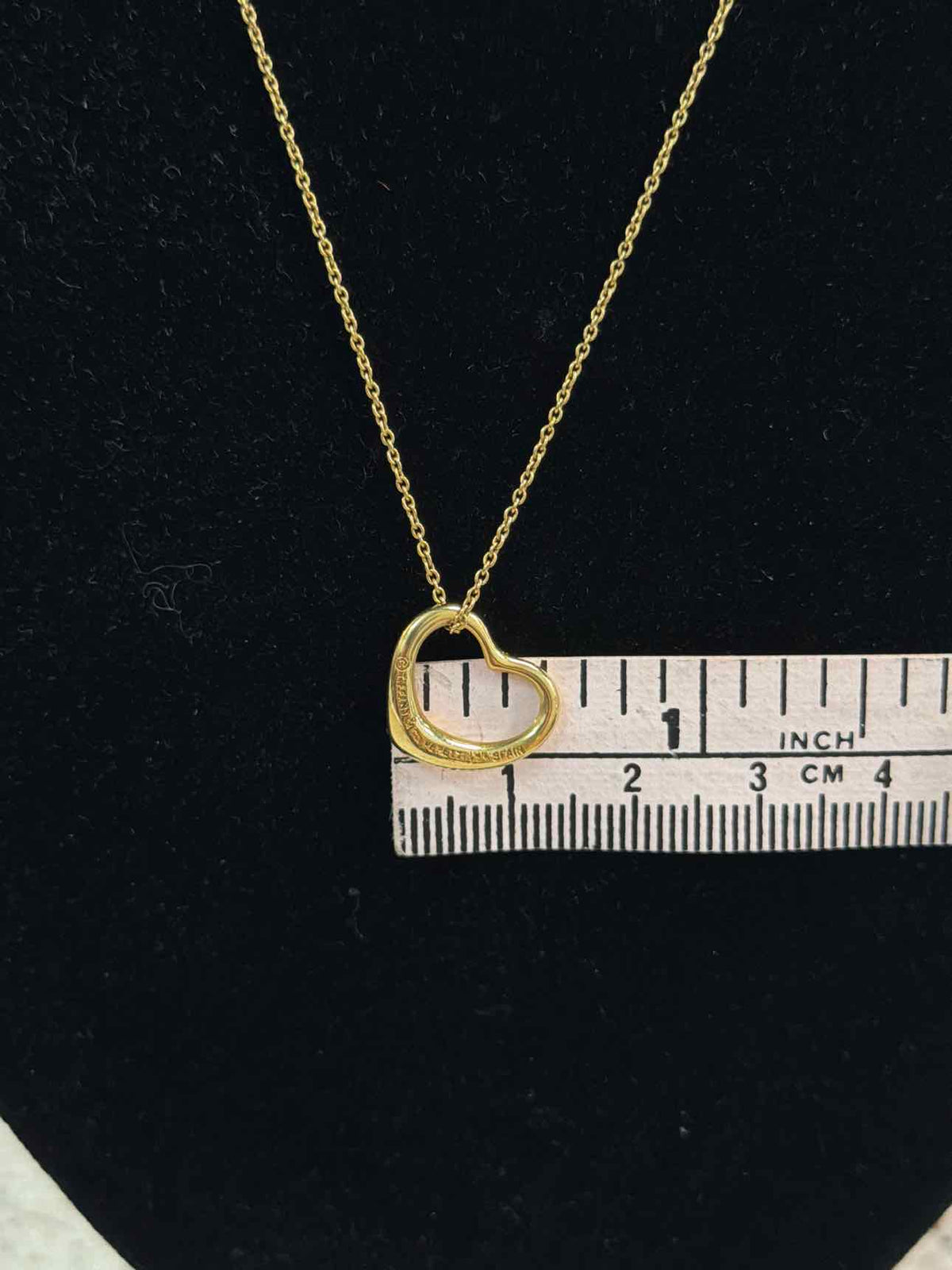 Tiffany & Co. 16" Elsa Perett 11mm Open Heart Pendant 18k Yellow Gold Necklace