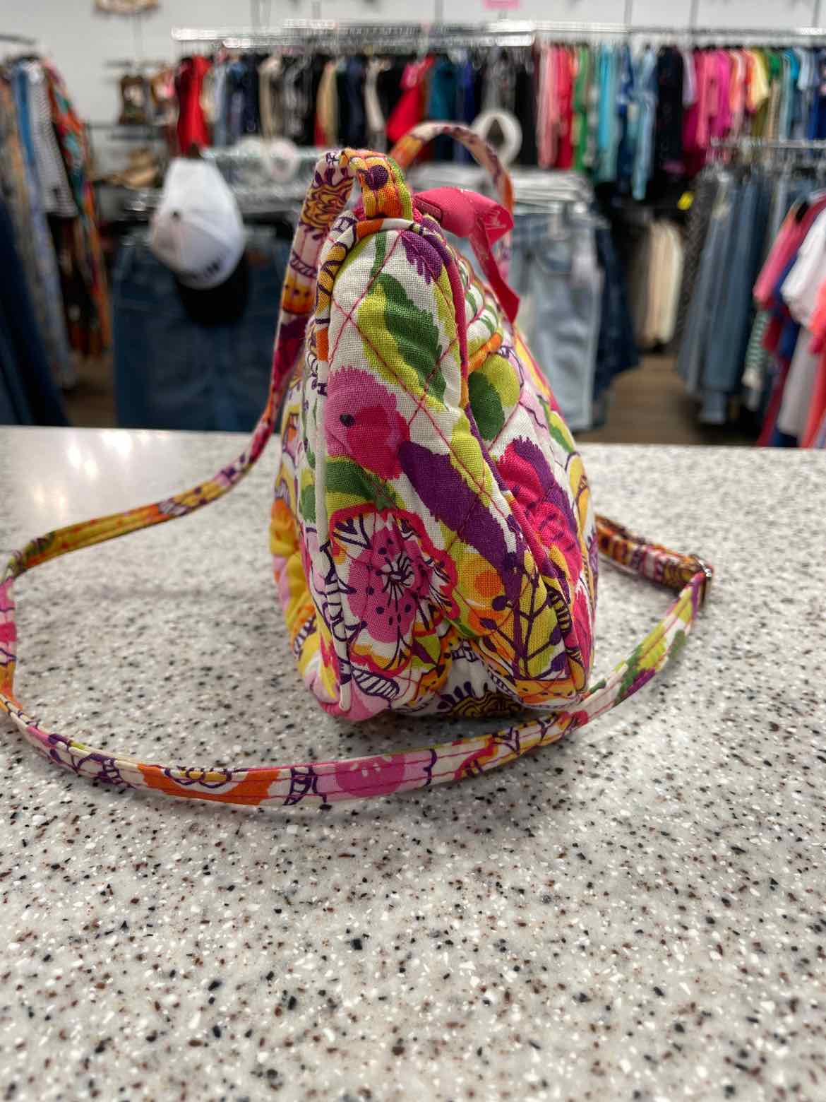 Vera Bradley Frannie Crossbody Clementine Quilted Cotton  Floral Print Handbags
