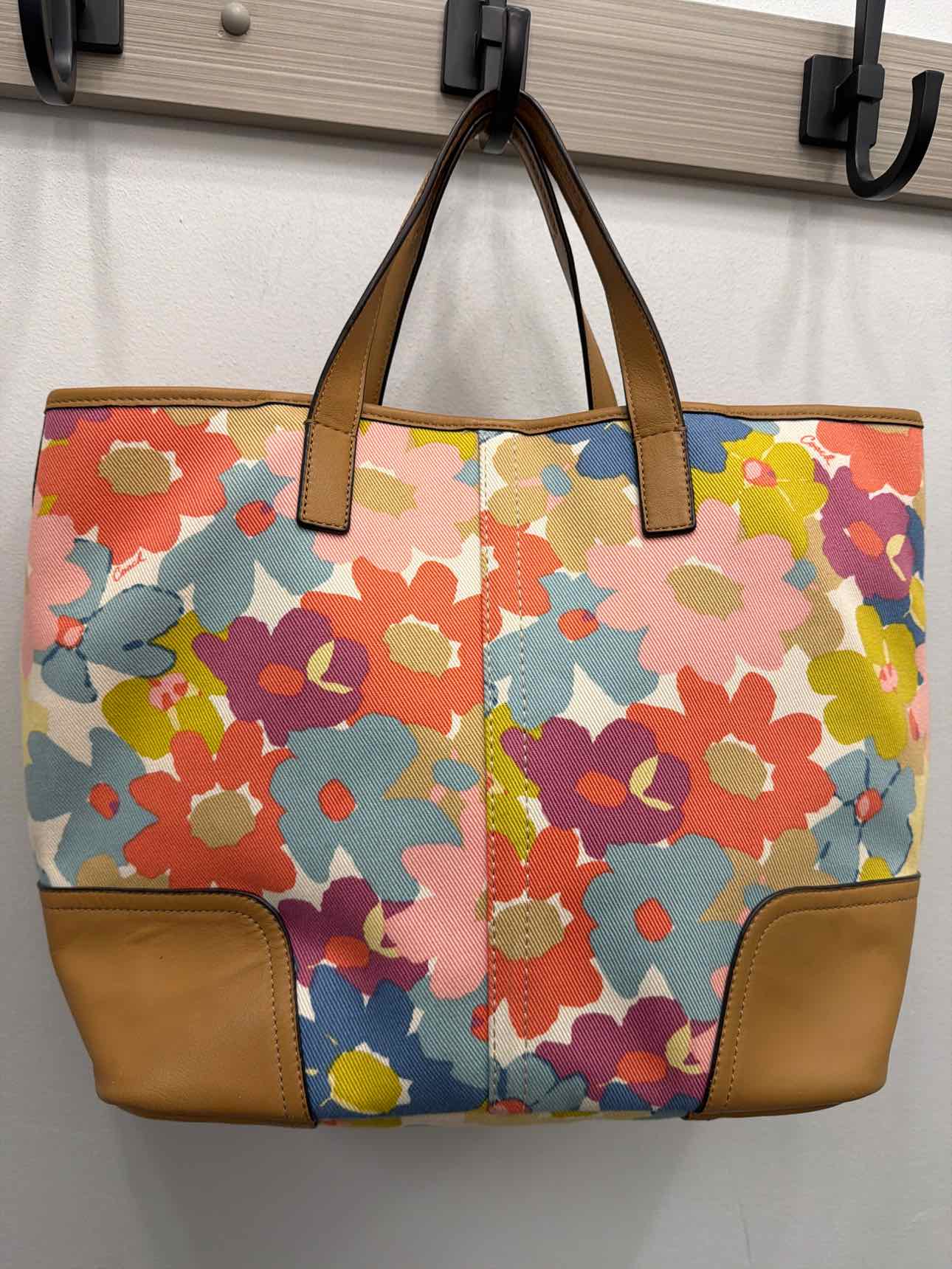 Coach Hadley Floral Print Duffle Tote Pink Blue Handbags