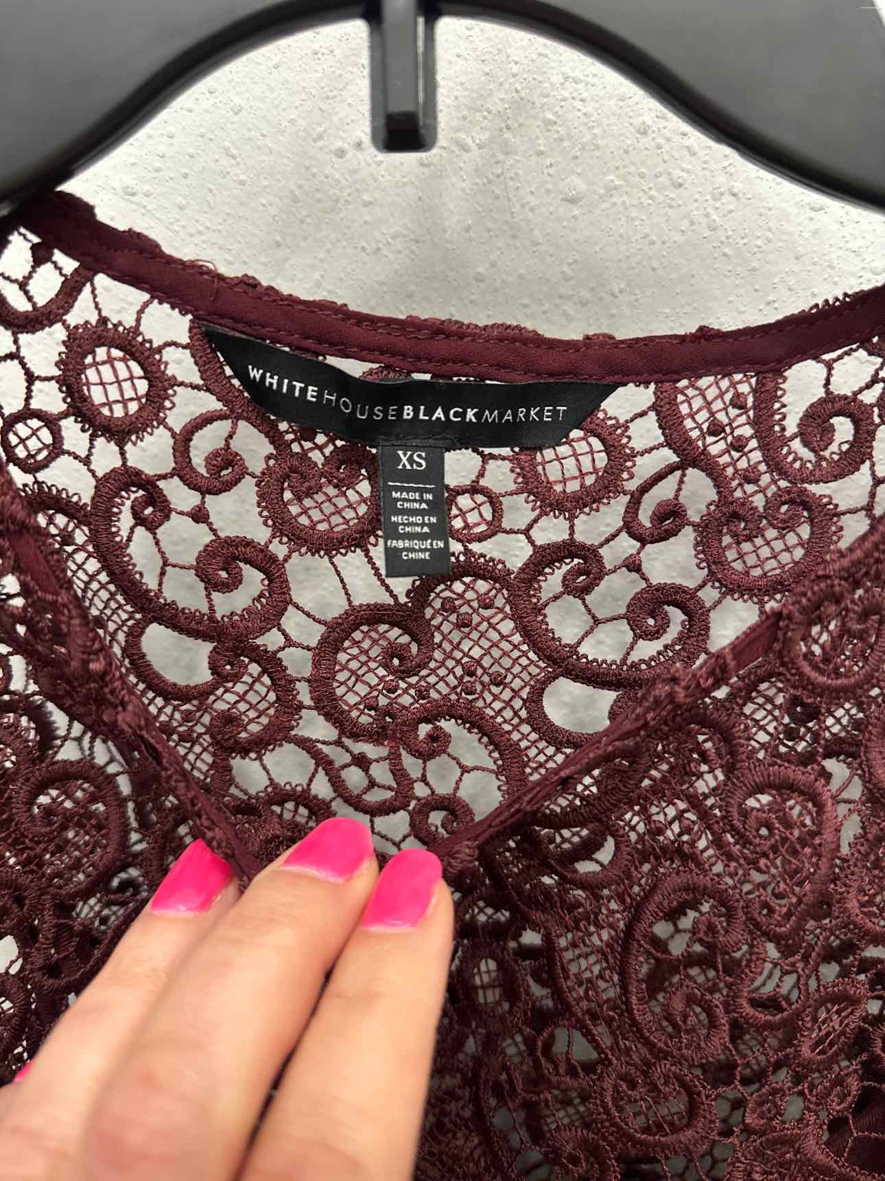 WHBM Size XS Lace Maroon Top