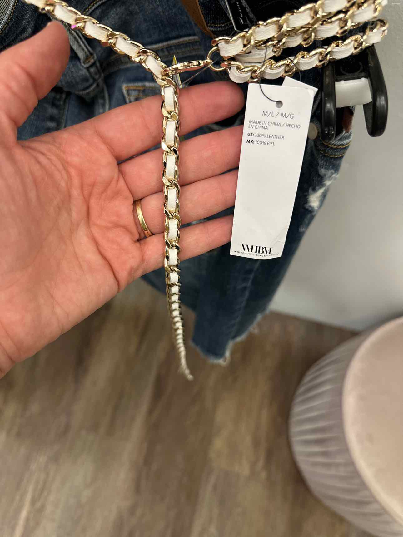 WHBM Size M/L White/Gold Belt