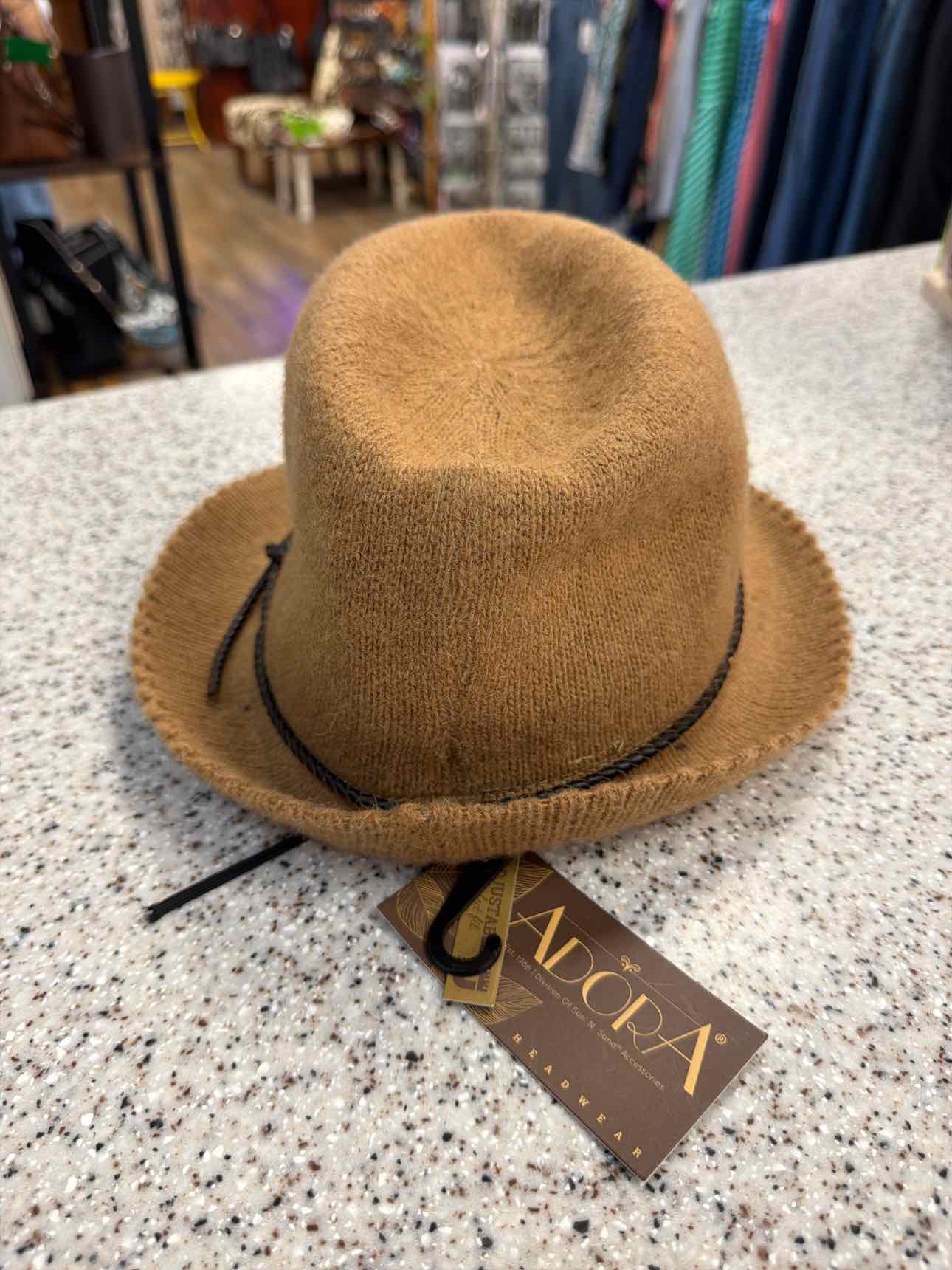 Adora NEW Adjustable Knit Fedora Wool Blend Brown Hat NEW NWT