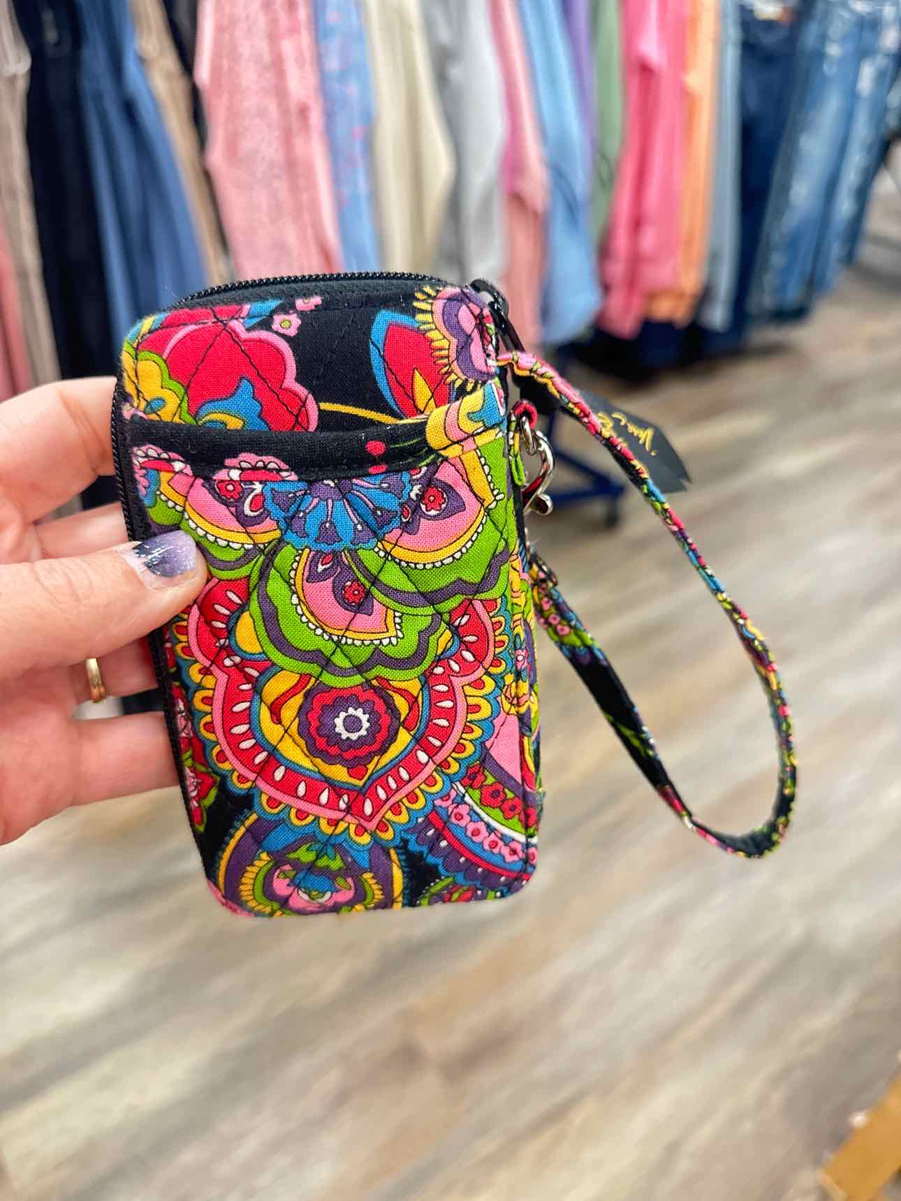 Vera Bradley All In One Symphony in Hue ID Zipper Black Pink Wallet