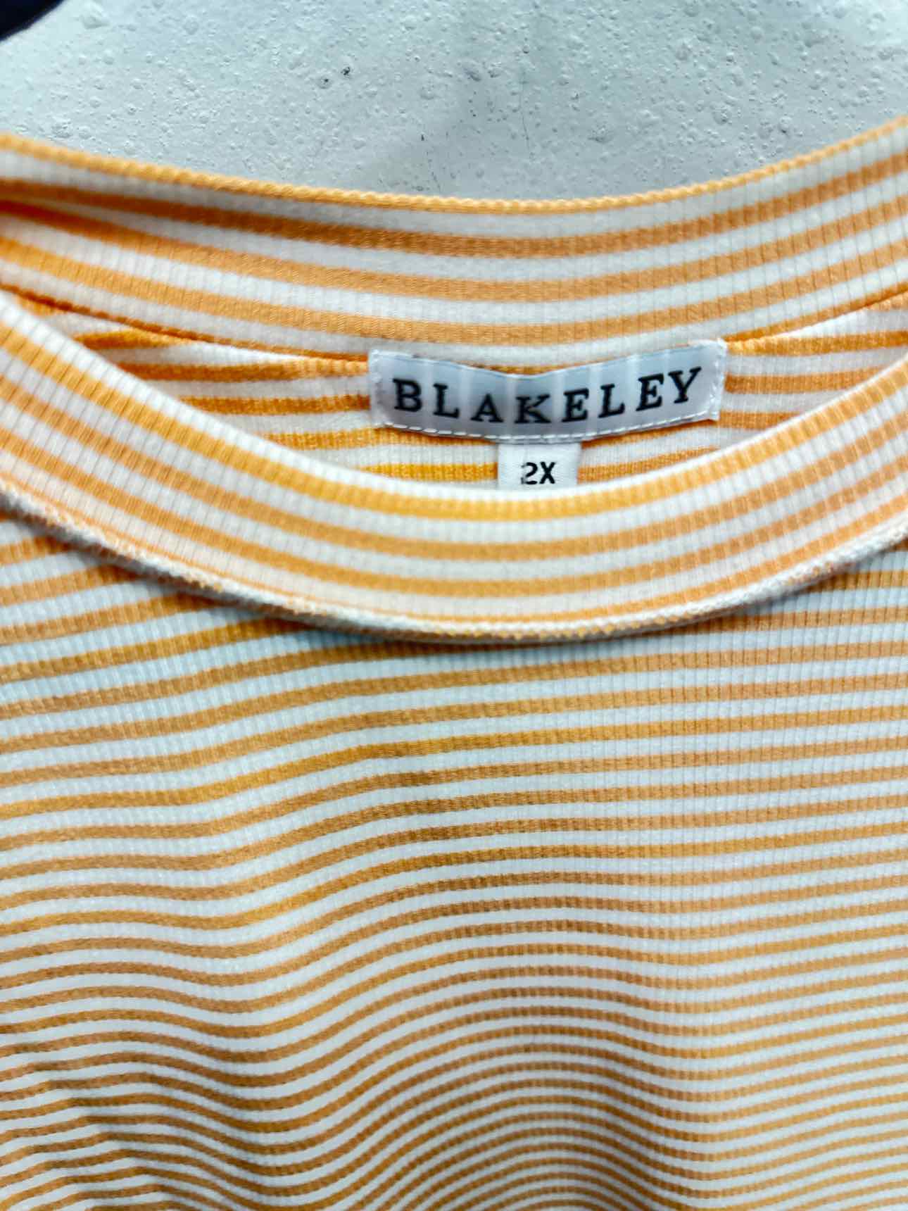 Blakeley Size 2X Orange White Striped Sleevless Tank Top