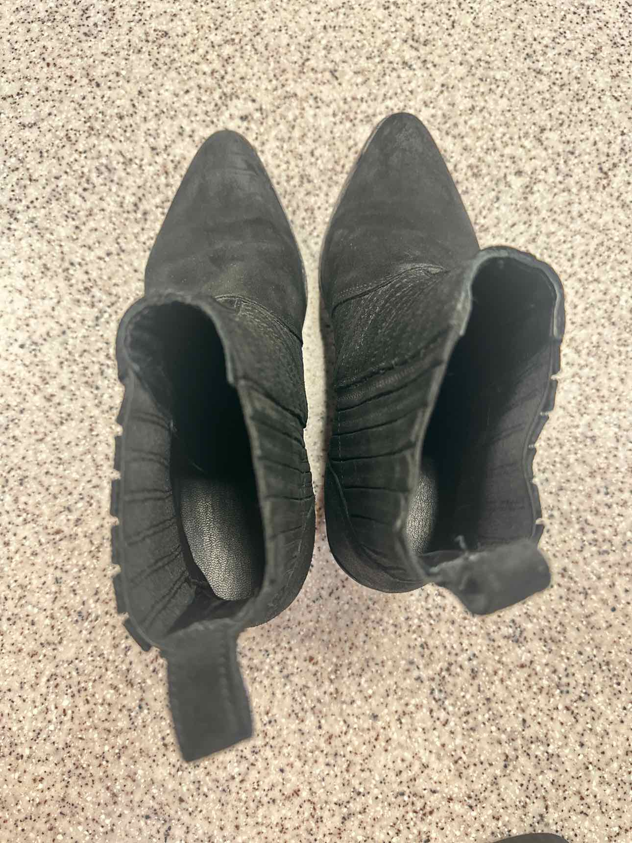 AllSaints Size 37 Black Fion Chelsea Suede Leather Pointed Toe Boots