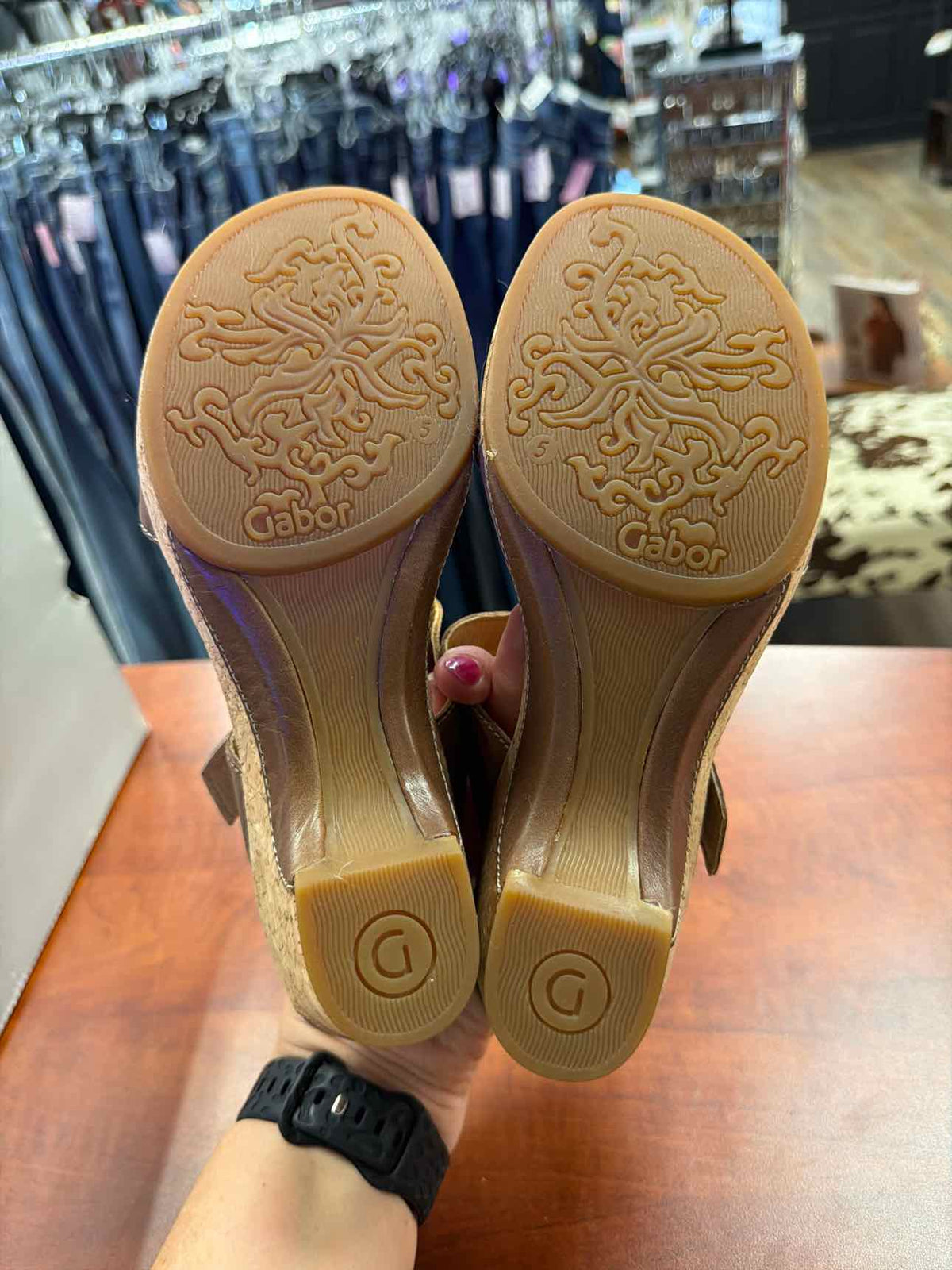 Gabor Comfort Slip-On Wedge Sandals Size 5