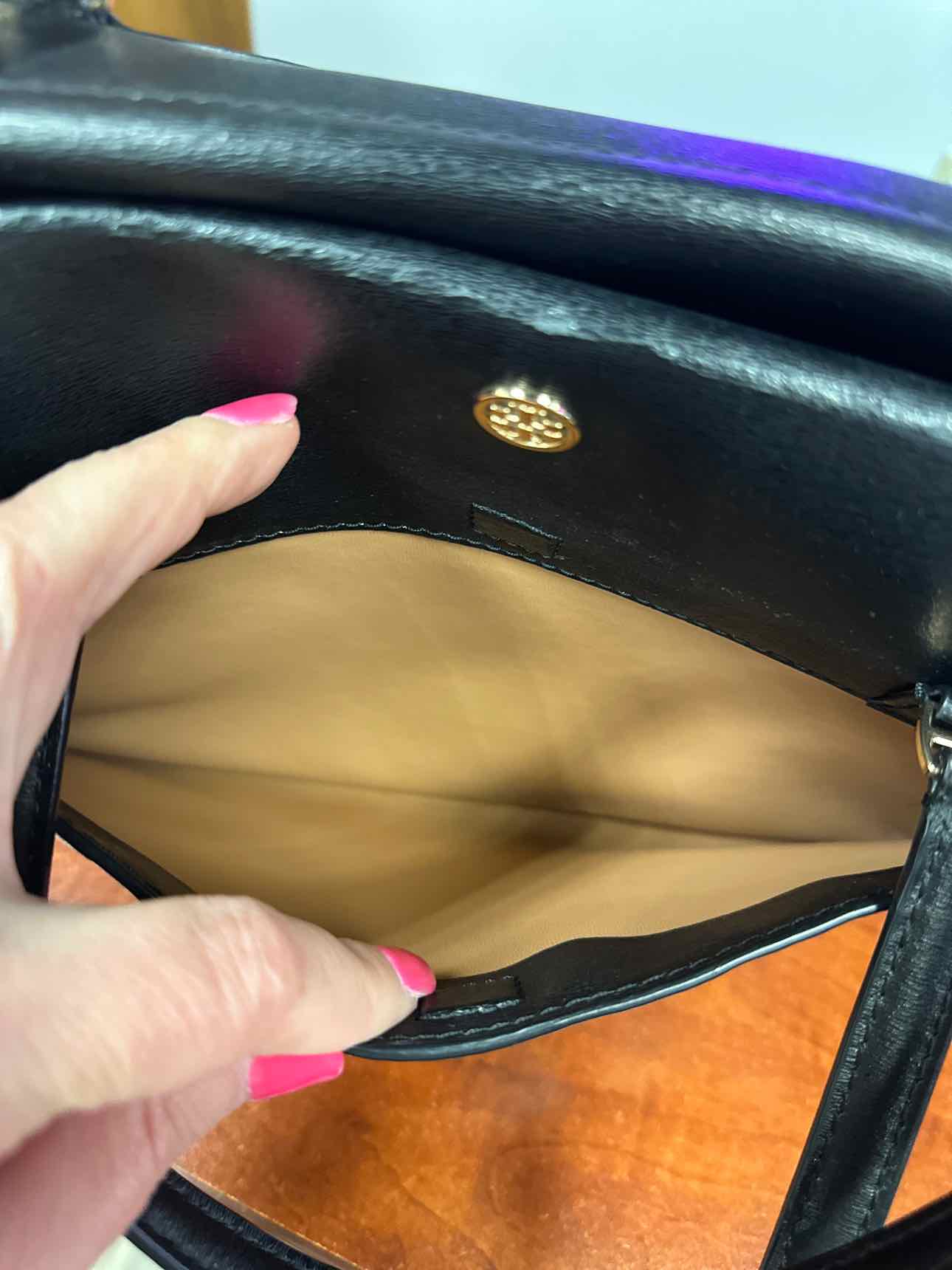Tory Burch Black Leather Shoulder Handbag