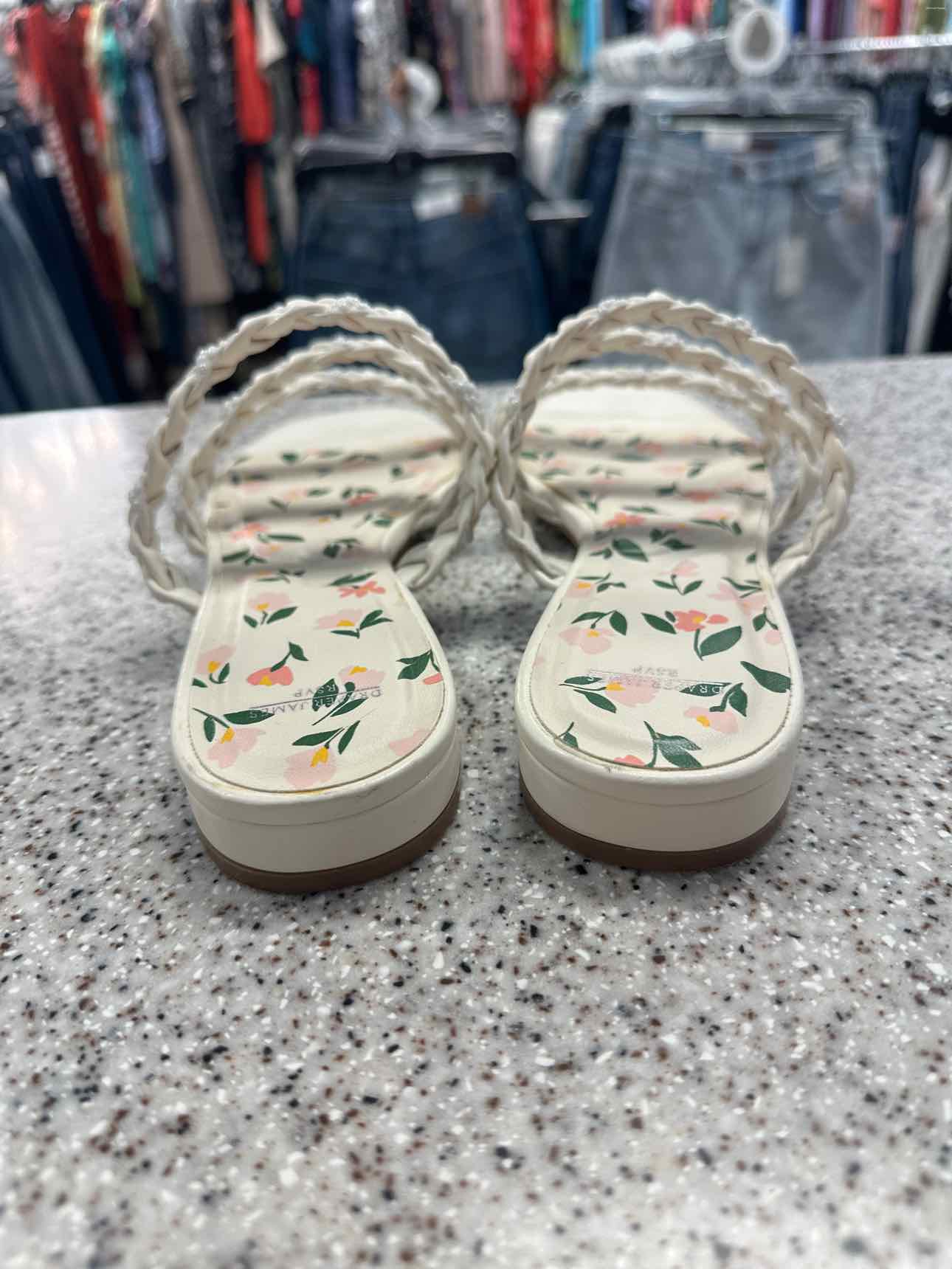 Draper James Size 9 1/2 Pearl Beaded Ivory Flat Sandals
