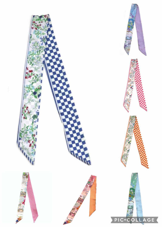 Silk-feel Floral Twilly Scarf