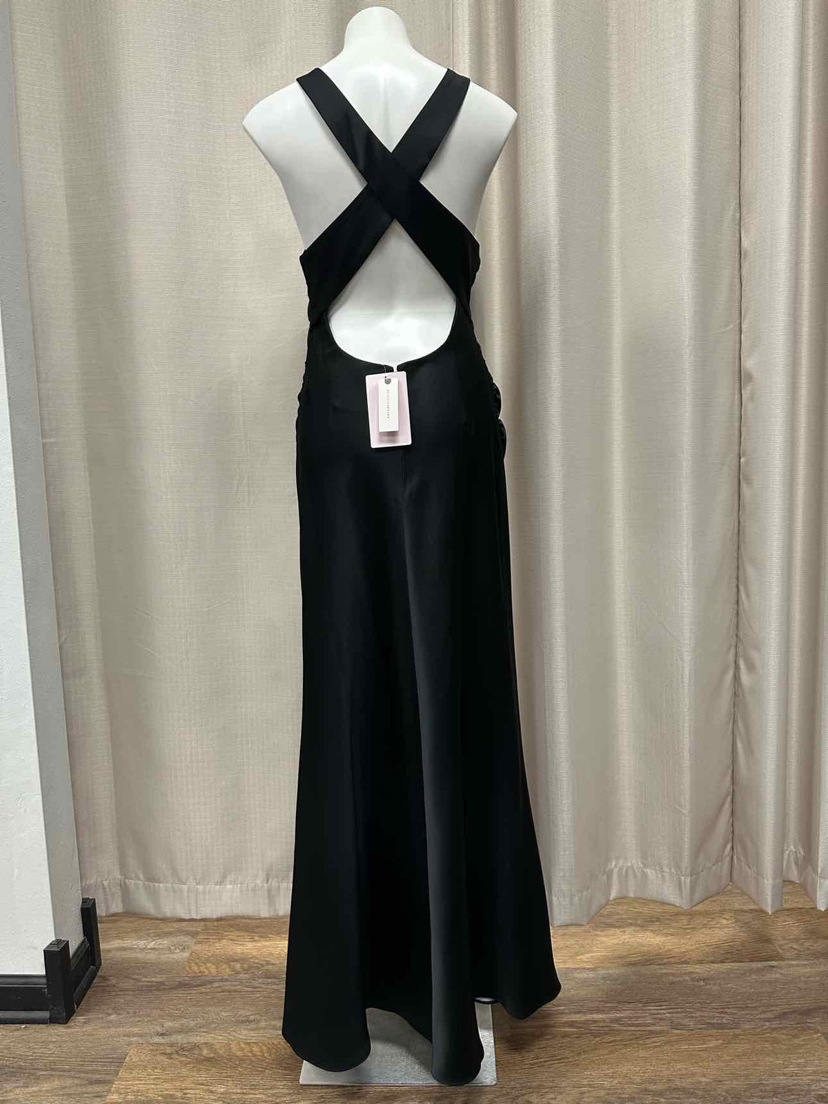 BHLDN NEW NWT Crisscross Ruched Floor Length Floral Size 10 Black Dress