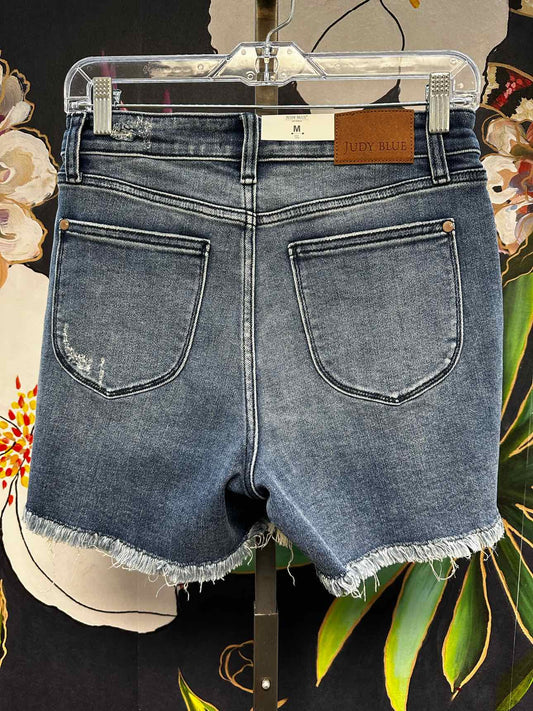 Judy Blue High Waist V-Front with Shield Pockets Frayed Hem Shorts