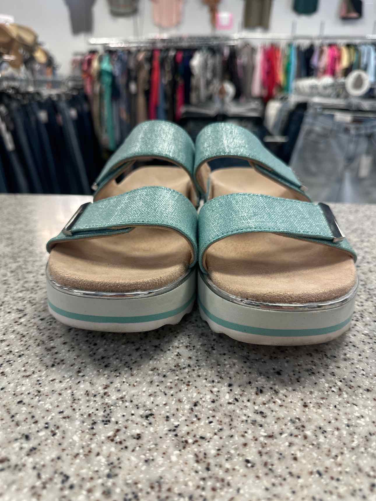 Vionic Size 10 Brandie Slide Platform Aqua Sandals