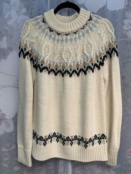 BB Dakota Woven Heavy Weight Turtleneck SweaterSize Medium Cream/Black Top