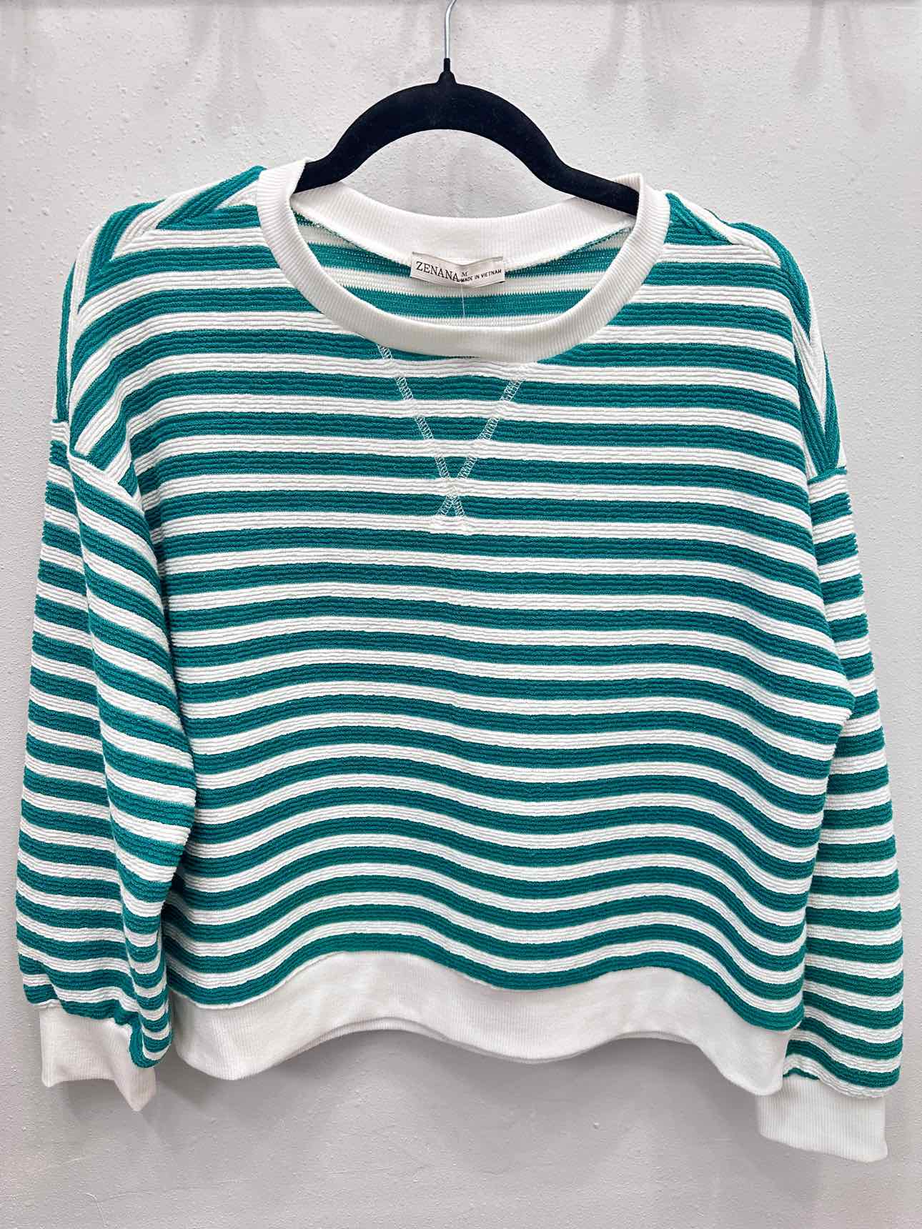Zenana Textured Striped Long Sleeve Top