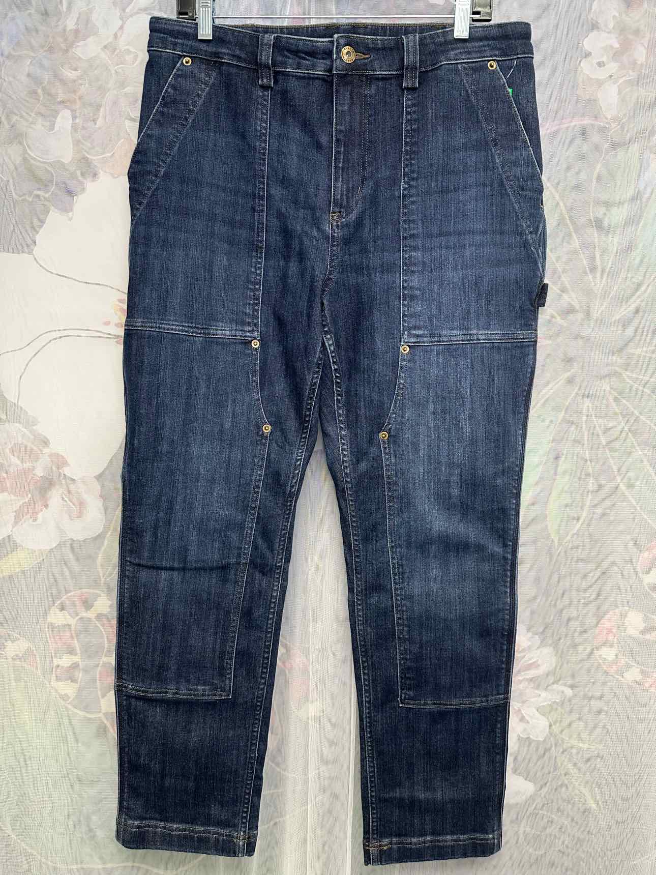 Duluth Trading Dark Wash Utility Crop Panel Size 14 Denim Jeans