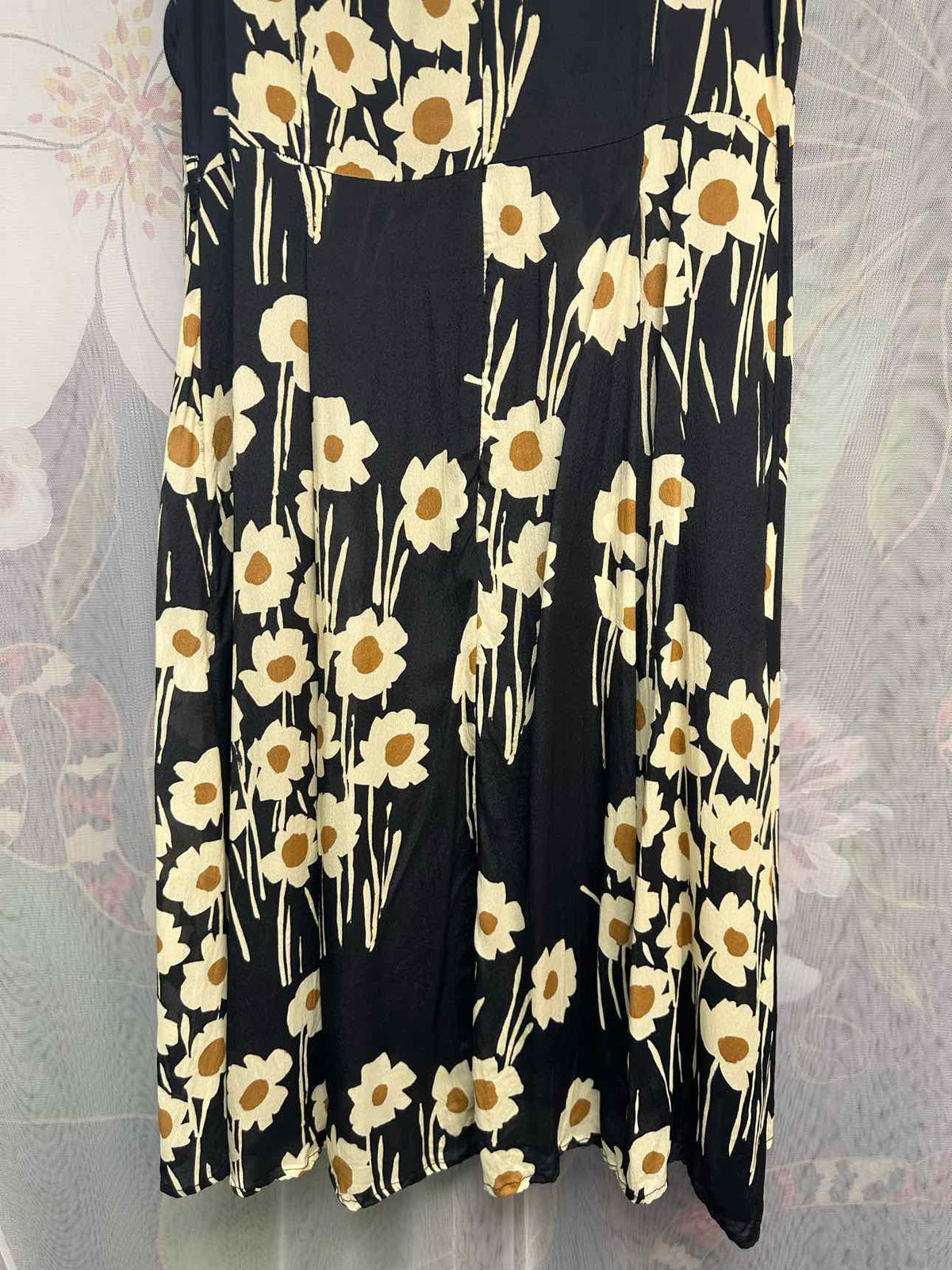ottod'Ame Silk Blend Floral Print Sleeveless Midi Size 10 Black/white Dress