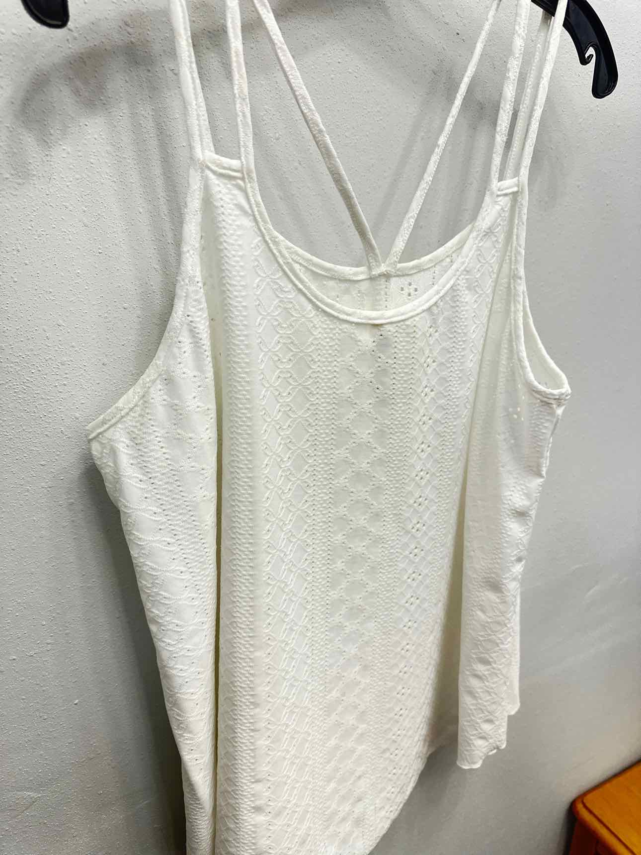Double Spaghetti Strap Eyelet Babydoll Size XL White Blouse Top