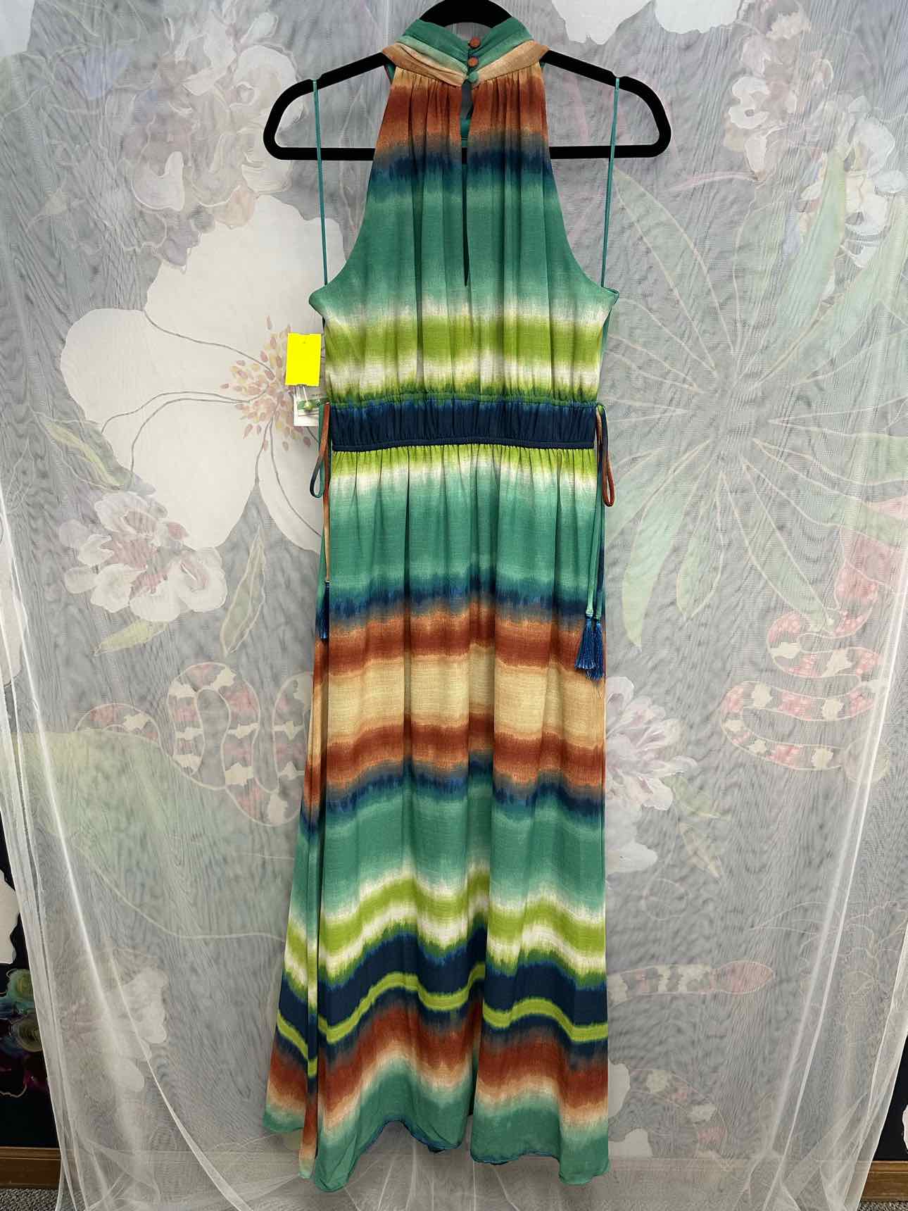 Taylor NEW NWT Striped Ombre Halter Maxi Size 8 Blue/Green Dress