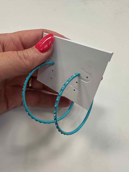 Kendra Scott 2" Val Hoop Matte Aqua Crystal Accent Earrings