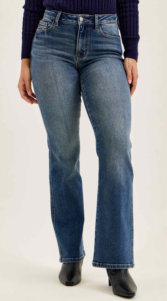 Judy Blue Size Mid Rise Daisy Bootcut Dust Rider Dark Wash Jeans
