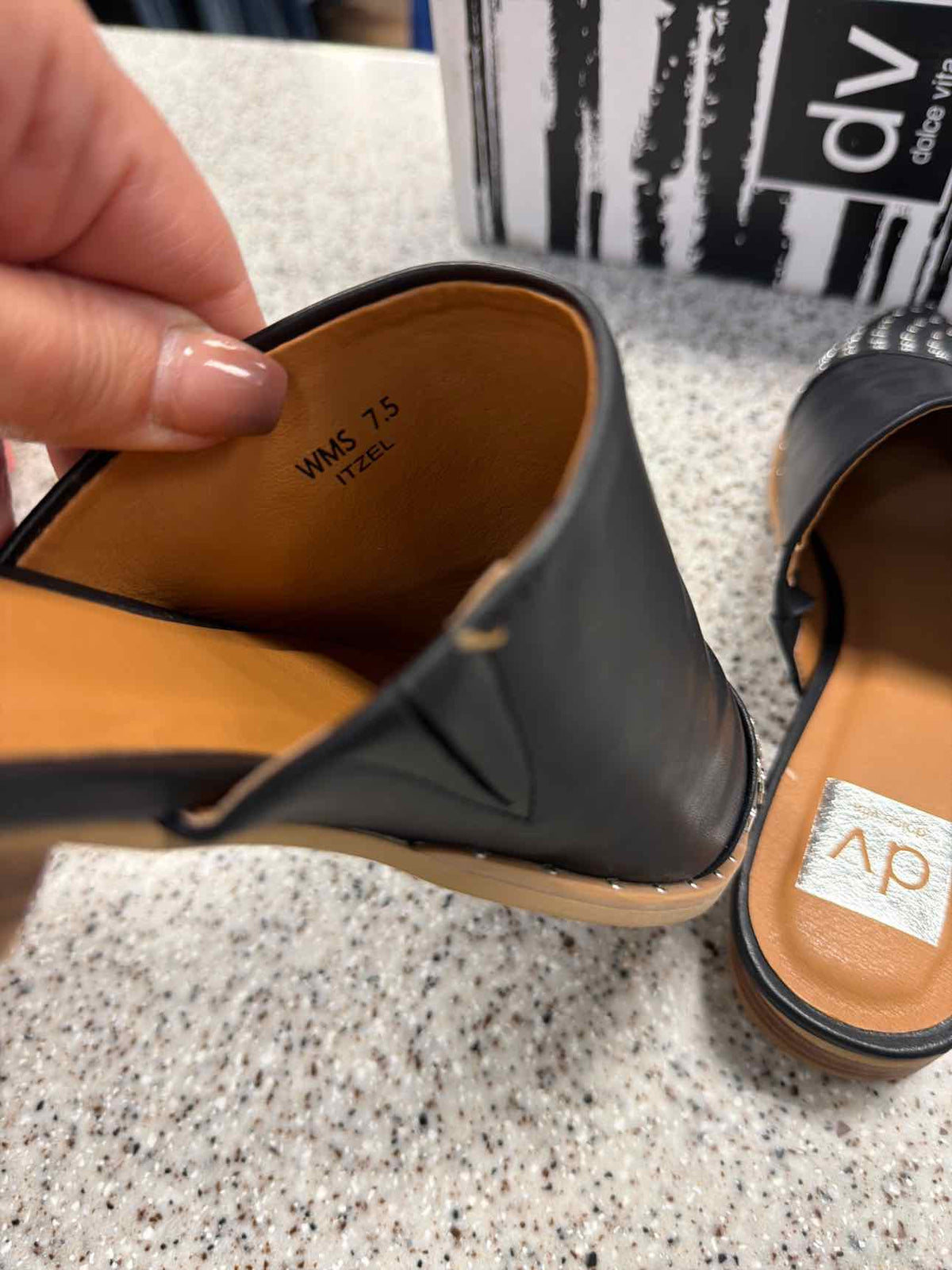 Dolce Vita Black Studded Slip-On Mule Flats Size 7 1/2
