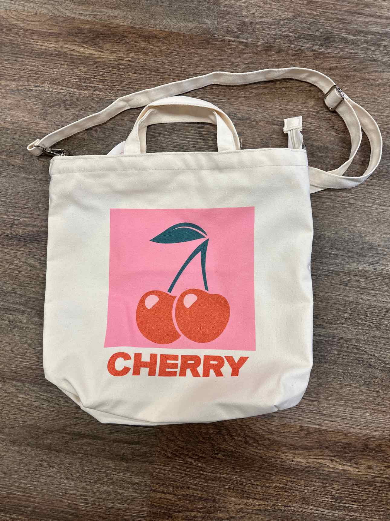 Cherry Graphic Print Shopping Tote Book Bag Handbag