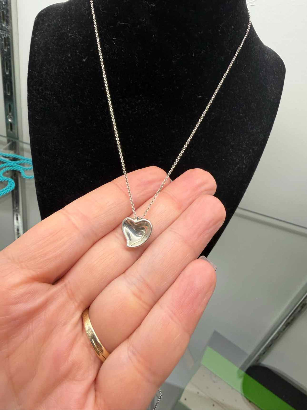 Tiffany & Co. 16" Elsa Peretti Full Heart Pendant Sterling Silver Necklace
