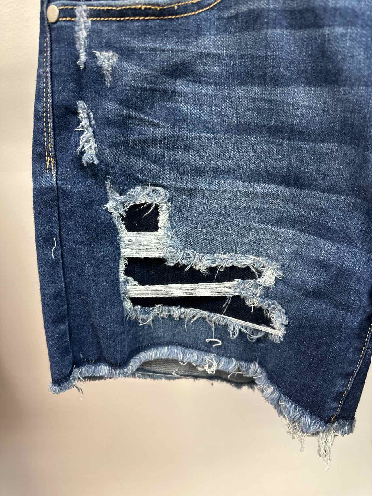 Judy Blue Mid-Rise Patch Cut Off Denim Dark Wash Shorts