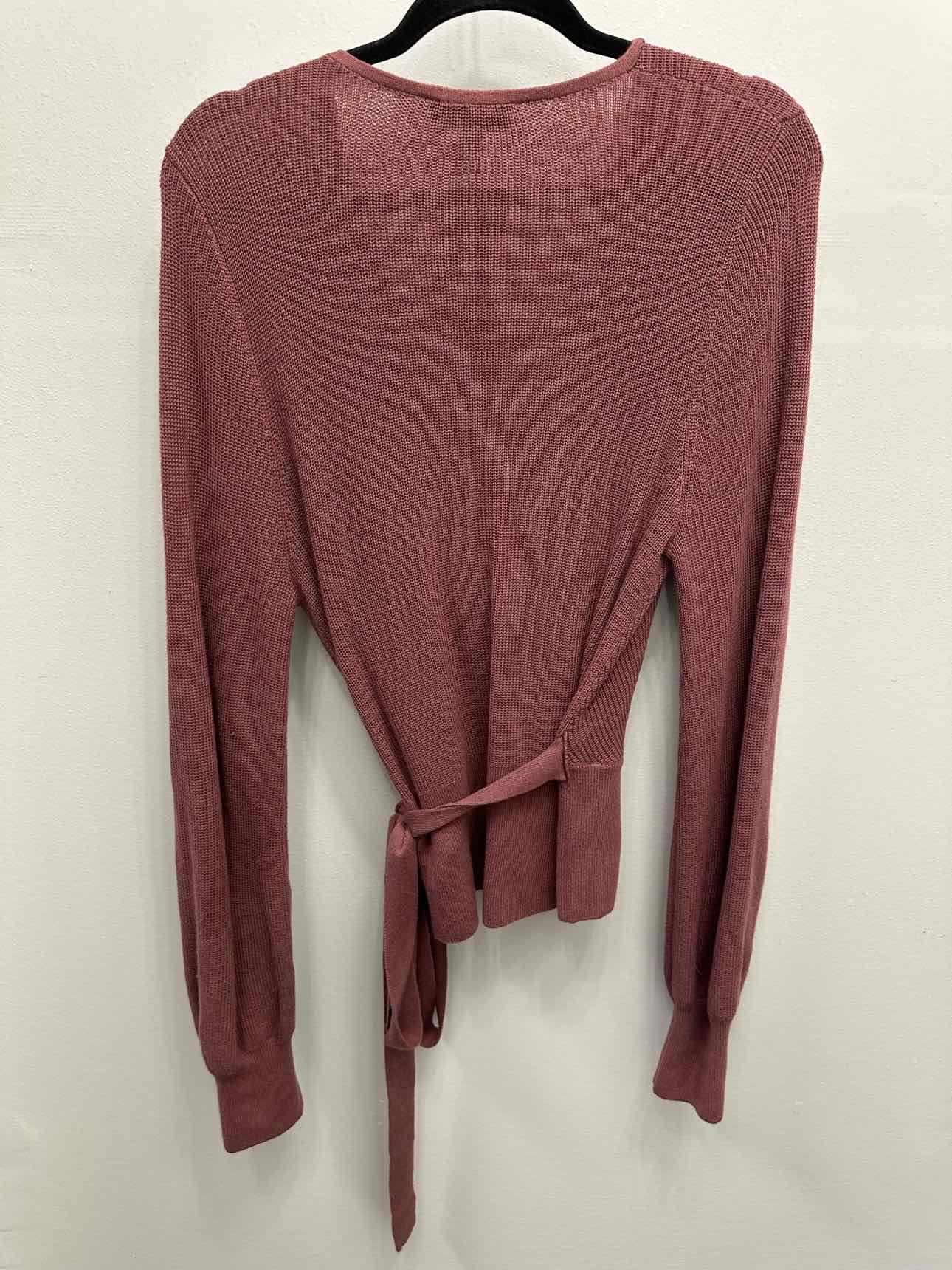 Express NEW NWT Ribbed Surplice Belted Long Sleeve Size Large Mauve Sweater