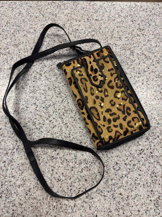 Faux Fur Cheetah Print and Black Leather Trim Crossbody Handbag