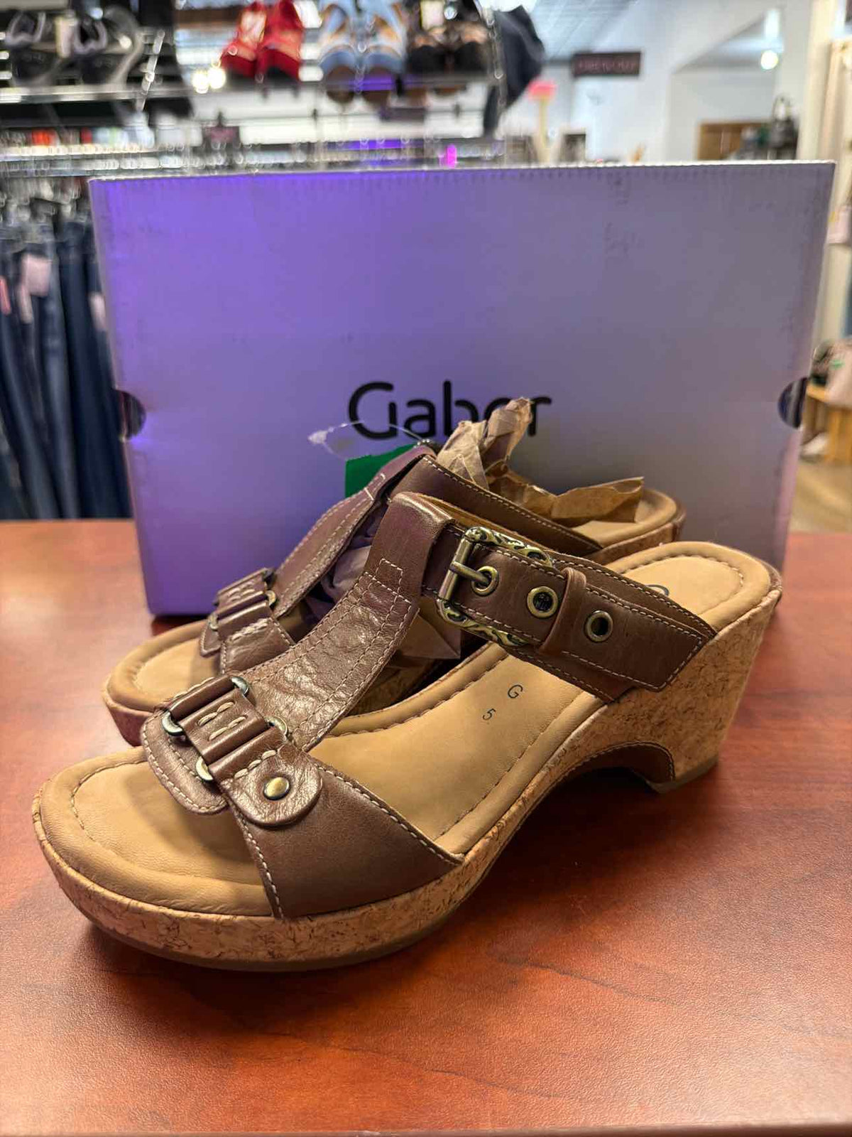 Gabor Comfort Slip-On Wedge Sandals Size 5