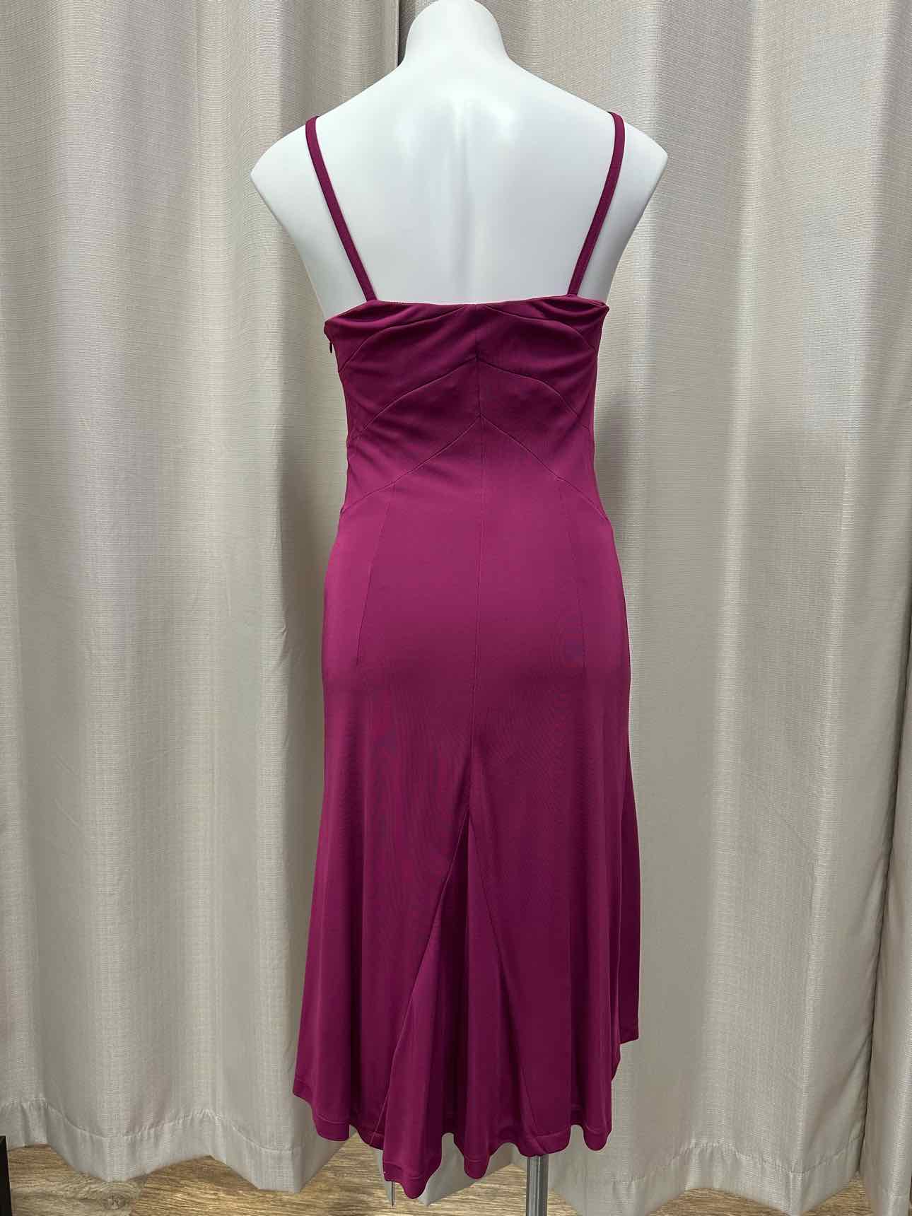 Karen Millen Strappy Stretch Bodycon Flowy Hem Size 10 Fuchsia Dress