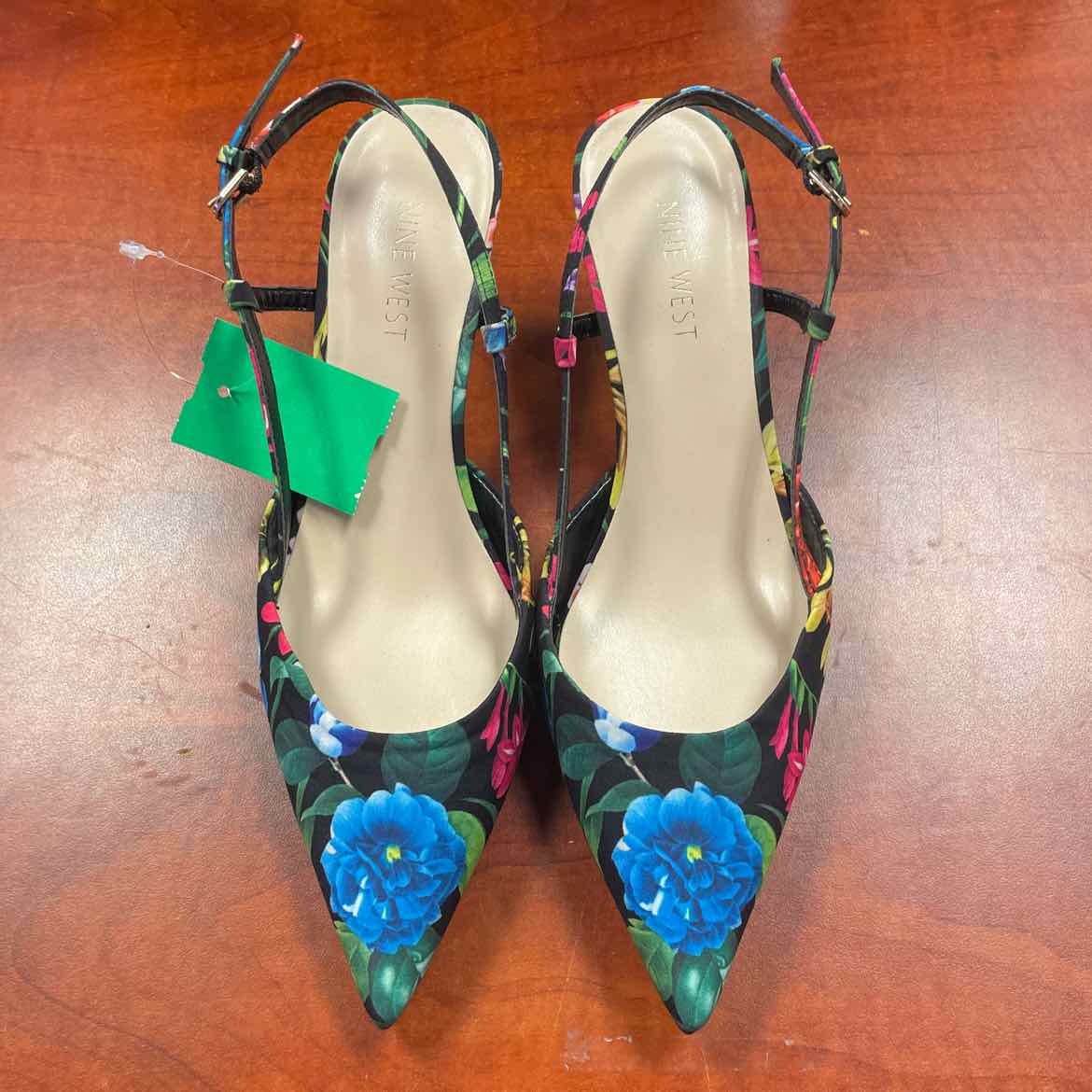 Nine West Slingback Kitten Heels Floral Print Size 7 1/2